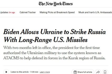 Biden autorise pour la première fois l’utilisation par l’Ukraine de missiles à longue portée sur le territoire russe