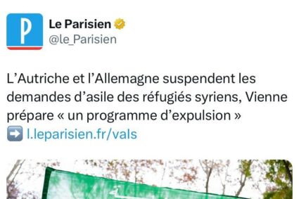 🇸🇾L’Autriche, l’Allemagne, le Danemark, la Norvège et la Suède suspendent les demandes d’asile des réfugiés syriens