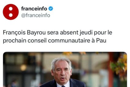 🇫🇷Pour la 1ere fois, François Bayrou sera absent jeudi pour le prochain conseil communautaire à Pau.