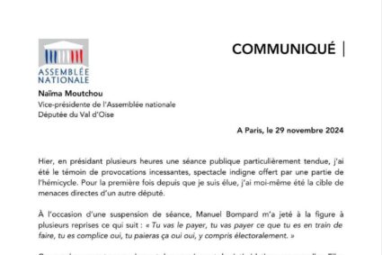 Manuel Bompard est accusé d’avoir “menacé” la vice-présidente de l’Assemblée nationale, Naïma Moutchou