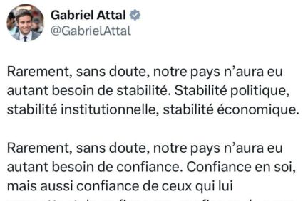 Gabriel Attal appelle les oppositions à ne pas voter la censure contre Barnier: “Renoncer à leur funeste projet”