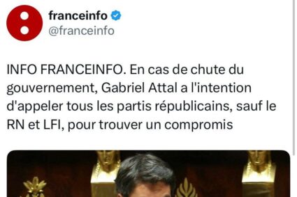 En cas de chute du gouvernement, Gabriel Attal a l’intention d’appeler tous les partis républicains, sauf le RN et LFI, pour trouver un compromis.