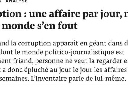 La France est un pays où la corruption prospère dans l’indifférence générale: 63% des Français pensent que la plupart des politiques sont corrompus.