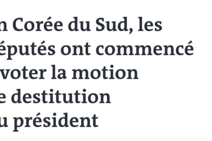 Les députés sud-coréens ont commencé à voter, samedi 7 décembre, la motion de destitution du président, Yoon Suk Yeol, pour sa tentative ratée d’imposer la loi martiale, alors que près de 150 000 opposants à M. Yoon sont réunis devant le Parlement, selon les autorités.