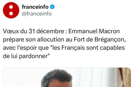 Emmanuel Macron prépare son allocution au Fort de Brégançon, avec l’espoir que “les Français sont capables de lui pardonner”.Le président de la République, absent de la scène nationale depuis plusieurs jours, doit prendre la parole, mardi soir, pour ses traditionnels vœux aux Français.