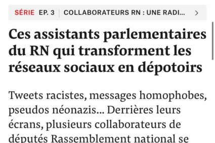 Des assistants parlementaires du RN prennent les réseaux sociaux pour un dépotoir: Tweets racistes, messages homophobes, pseudos néonazis…